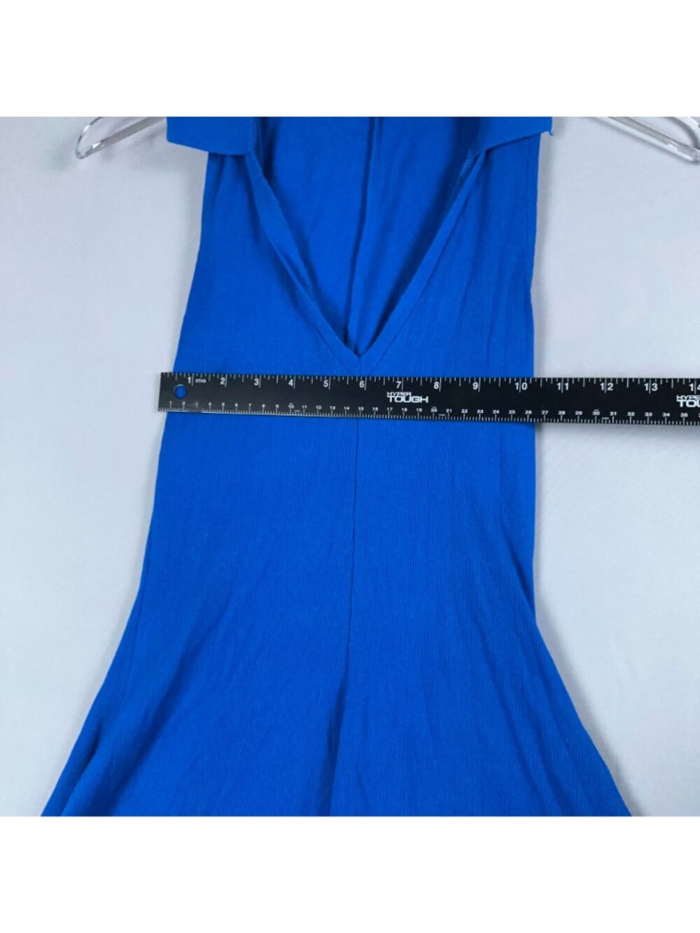 Zara Skater Dress Size Small Cobalt Blue Sleeveless V Neck Lapel Collared A Line - Picture 8 of 9